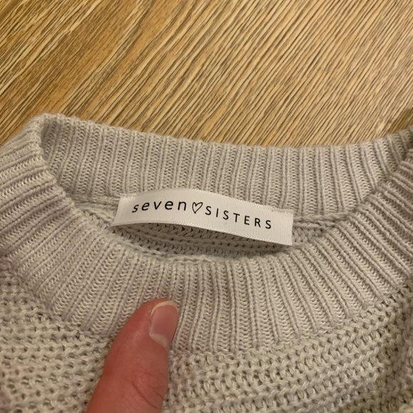 Seven Sister Beige Cream High Neck Dolman Sleeve Batwing Cropped Sweater XS - Picture 6 of 6